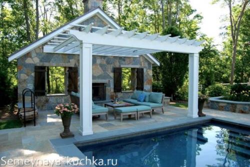 Пергола над бассейном. Навес для бассейна (20 лучших идей для дачи).