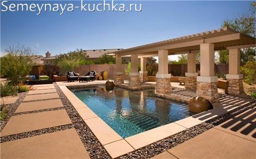 Пергола над бассейном. Навес для бассейна (20 лучших идей для дачи).