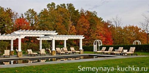 Пергола над бассейном. Навес для бассейна (20 лучших идей для дачи).